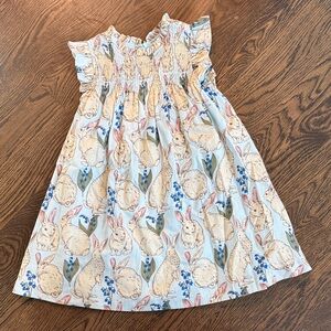 Pink Chicken Bunny and Floral Print Kids Dress